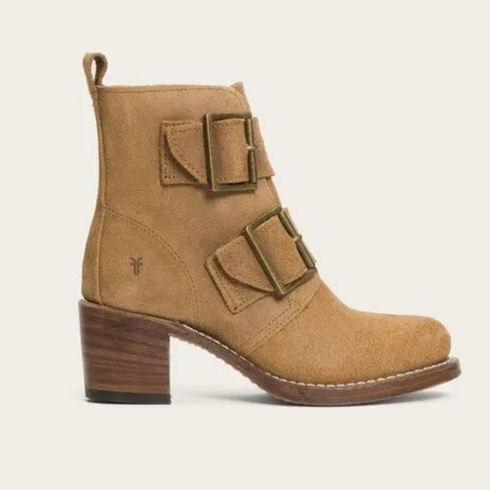 Frye Sabrina Double Buckle In Wood